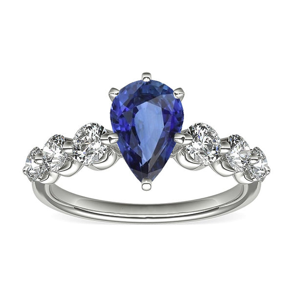 Ceylon Sapphire & Natural Earth Mined Diamond Anniversary Ring Gemstone Jewelry 3 Carats