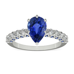 Gemstone Ring Pear With Round Blue Sapphire & Diamond Accents 3 Carats