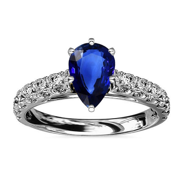 Gemstone Ceylon Sapphire Engagement Ring & Natural Earth Mined Diamonds 3 Carats Gold