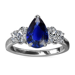 Gold Gemstone 5 Stone Sri Lankan Sapphire & Natural Earth Mined Diamond Ring 3.50 Carats