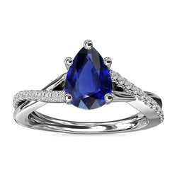 Blue Sapphire Diamond Wedding Ring Jewelry Twist Style 2.50 Carats