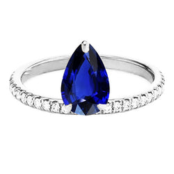 Natural Earth Mined Diamond Engagement Sapphire Ring Pear Cut Sri Lankan 3.50 Carats Gold