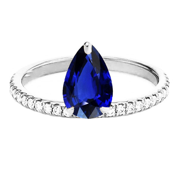 Natural Earth Mined Diamond Engagement Sapphire Ring Pear Cut Sri Lankan 3.50 Carats Gold