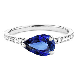 Pear Blue Sapphire Engagement Ring With Natural Earth Mined Diamond Accents 3.50 Carats