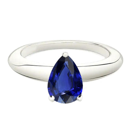 Natural Real ( Not Lab Grown )  Pear Solitaire Srilanka Sapphire Ring 2.50 Carats White Gold 14K