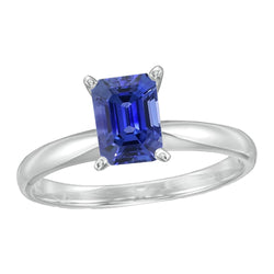 Emerald Solitaire Blue Sapphire Ring 2.50 Carats Ladies Jewelry