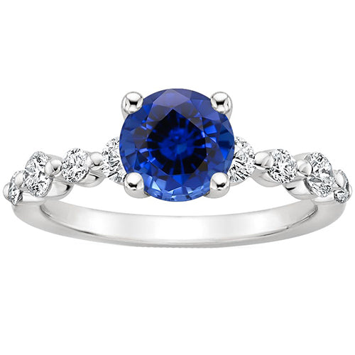 New STylish Diamond Engagement Ring With Blue Sapphire Center