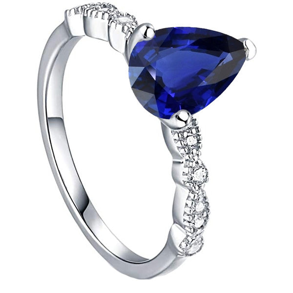 Solitaire Ceylon Sapphire Ring & Round Natural Earth Mined Diamond Accents 3.50 Carats