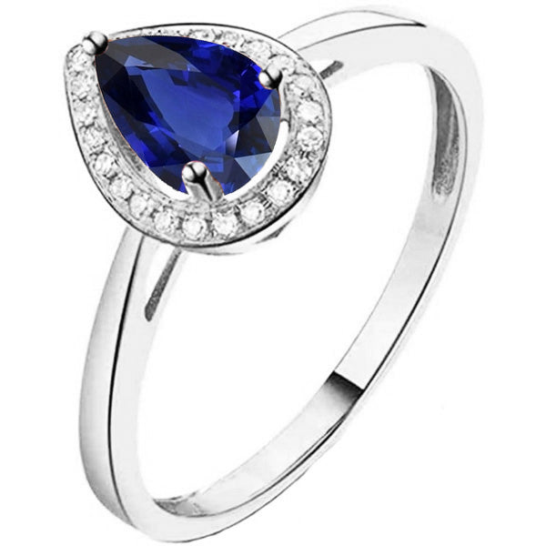 Engagement Halo Srilanka Sapphire Ring & Natural Earth Mined Diamonds 3.50 Carats