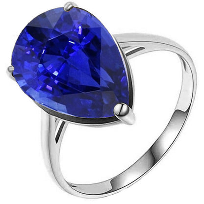 Natural Real ( Not Lab Grown )  Solitaire Gemstone Jewelry Ring Pear Sri Lankan Sapphire 4 Carats