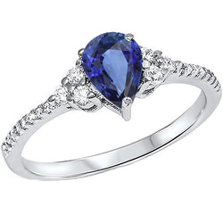 Gemstone Wedding Ring Blue Sapphire & Pave Set Natural Earth Mined Diamonds 3 Carats