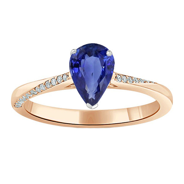 Natural Earth Mined Diamond Jewelry Ring Pear Shaped Ceylon Sapphire 2.50 Carats
