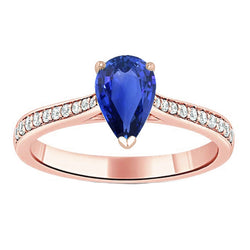 Gemstone Wedding Ring Pear Shaped Ceylon Sapphire 3 Carats Jewelry
