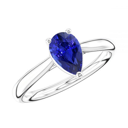 natural pear sapphire 1.50ct ring top view