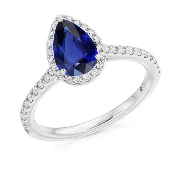 natural round sapphire 3.50ct ring front view