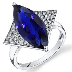 Marquise Blue Sapphire Engagement Ring With Small Natural Earth Mined Diamonds 5.50 Carats