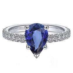 Natural Sapphire Ring 4ct - White Gold 14K