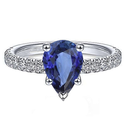 natural round sapphire 4ct ring front view