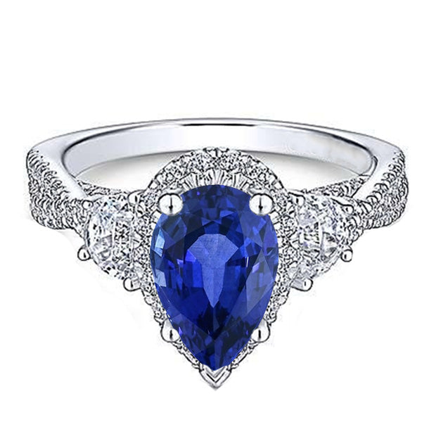 natural round sapphire 4.50ct ring front view