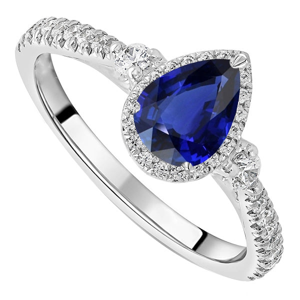 Halo Anniversary    Lady’s Brilliant Ceylon Sapphire Ring & Diamonds
