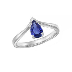 Natural Earth Mined Diamond Jewelry Pear Ceylon Sapphire Anniversary Ring 1.25 Carats