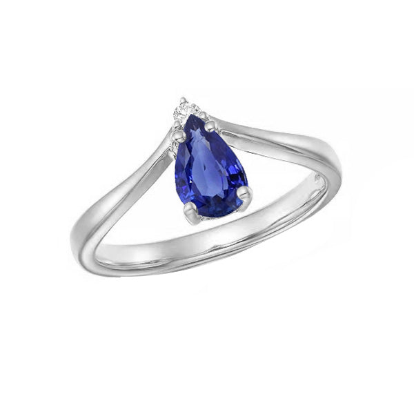Diamond   Lady’s Brilliant Jewelry Pear Ceylon Sapphire Anniversary Ring