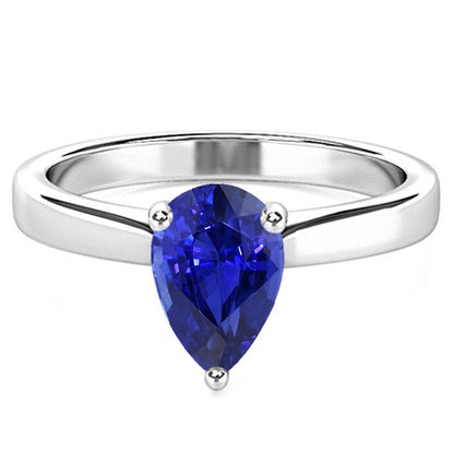 natural pear sapphire 2ct ring profile view