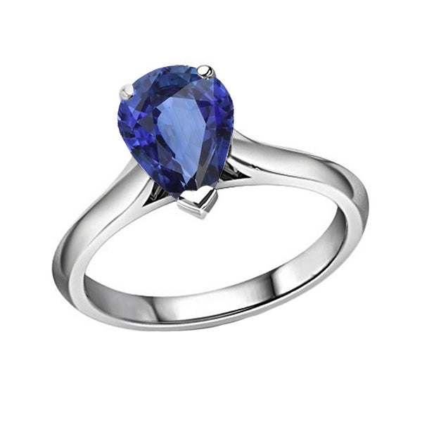 Gorgeous fancy     Solitaire Pear Blue Sapphire Gemstone Wedding Ring
