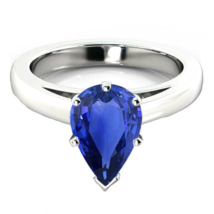Gorgeous fancy     Blue Sapphire Solitaire Engagement Ring Pear Cut