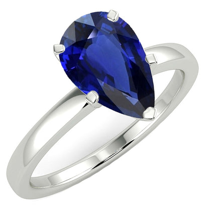 Solitaire Deep Blue Sapphire Ring Gorgeous fancy     White Gold