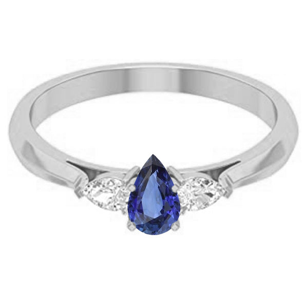 natural pear sapphire 1.25ct ring profile view