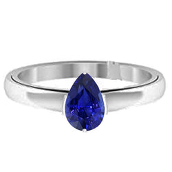 Pear Solitaire Natural Blue Sapphire Ring 1.50 Carats