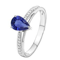 Blue Sapphire Solitaire Ring & Pave Set Natural Earth Mined Diamond Accents 2.50 Carats