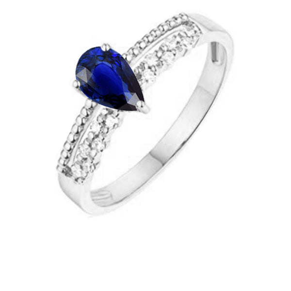 High Quality Unique  Gemstone Anniversary Ring Blue Sapphire & Diamonds