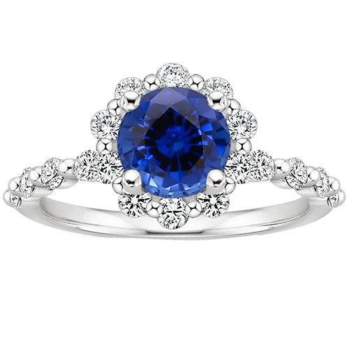 Best Stylish Women's Diamond Jewelry Flower Style Halo Ceylon Sapphire