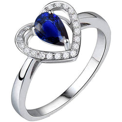 Round Natural Earth Mined Diamond Ring Pear Cut Blue Sapphire Heart Style 3 Carats