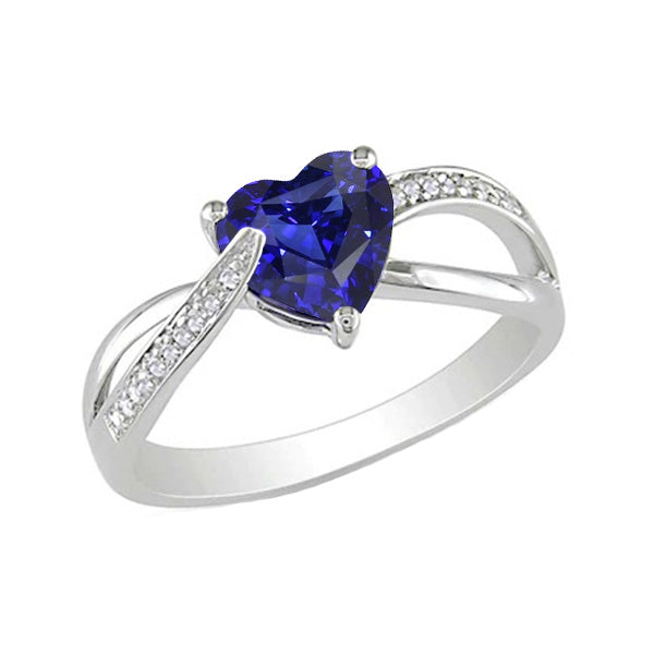 Blue Sapphire Engagement Ring & Natural Earth Mined Diamonds 2 Carats Gold