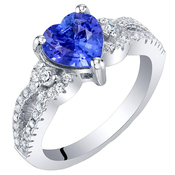 Blue Sapphire & Natural Earth Mined Diamond Ring 4.50 Carats White Gold 14K Jewelry