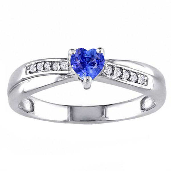 Diamond Ring Heart Shaped Ceylon Sapphire  Women’s Jewelry  
