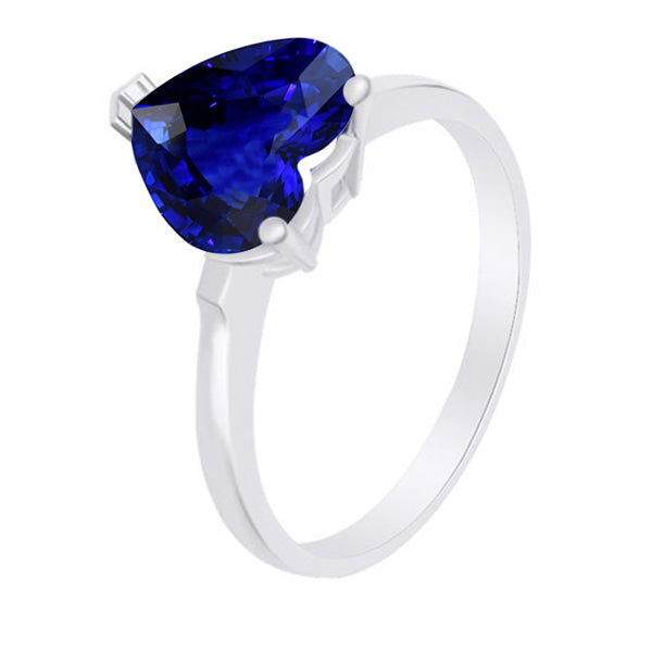 Gold Solitaire Blue Sapphire Ring Prong Set   Ladies Jewelry