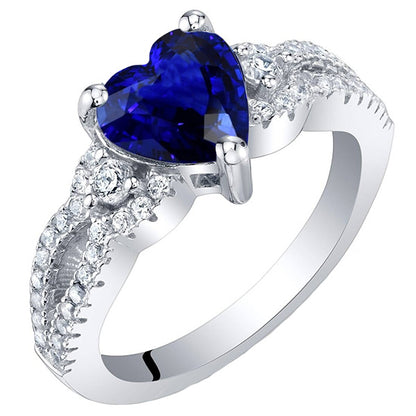 Gemstone  Woman's  Weeding Anniversary Ceylon Sapphire Engagement Ring & Round Diamond