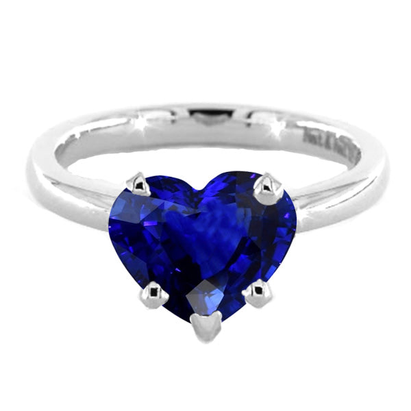 Woman's  Weeding Anniversary Blue Sapphire Solitaire Heart Shaped Ring