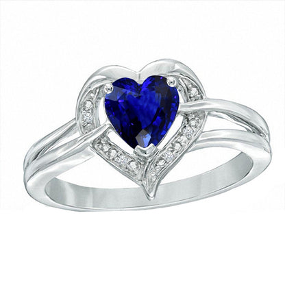 Unique Lady’s  Halo Heart Style Sri Lankan Sapphire Ring