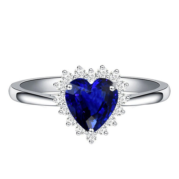 Unique Lady’s  Halo Natural Blue Sapphire Ring Star Style Diamonds