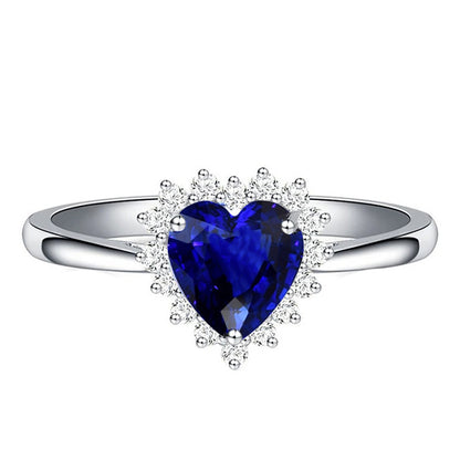 Unique Lady’s  Halo Natural Blue Sapphire Ring Star Style Diamonds