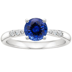 Natural Solitaire Round Blue Sapphire With Accents Jewelry 2.50 Carats
