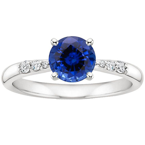 Best Amazing Natural Solitaire Round Blue Sapphire With Accents Jewelry
