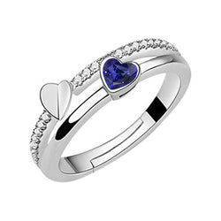 Diamond Wedding Ring Heart Blue Sapphire 2 Carats Ladies Jewelry