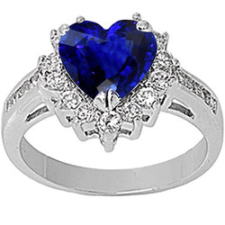 Women’s Natural Earth Mined Diamond Jewelry Heart Ceylon Sapphire Ring 3.50 Carats