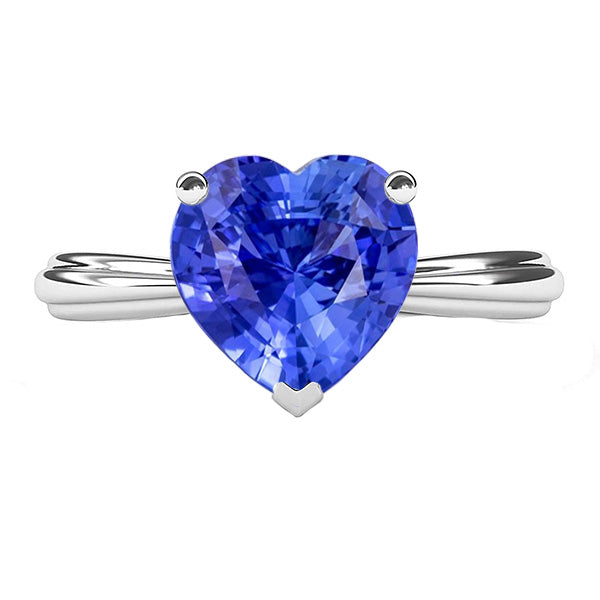 Fancy Lady’s  Solitaire Light Blue Sapphire Heart Ring   Prong Set Jewelry  